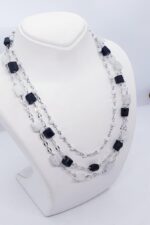 Elegant Gümüş Zincirli Siyah Turmalin Moon Stone Kolye