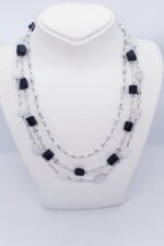 Elegant Gümüş Zincirli Siyah Turmalin Moon Stone Kolye - Görsel 3
