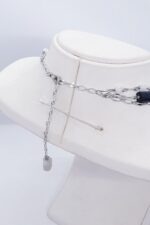 Elegant Gümüş Zincirli Siyah Turmalin Moon Stone Kolye - Görsel 4