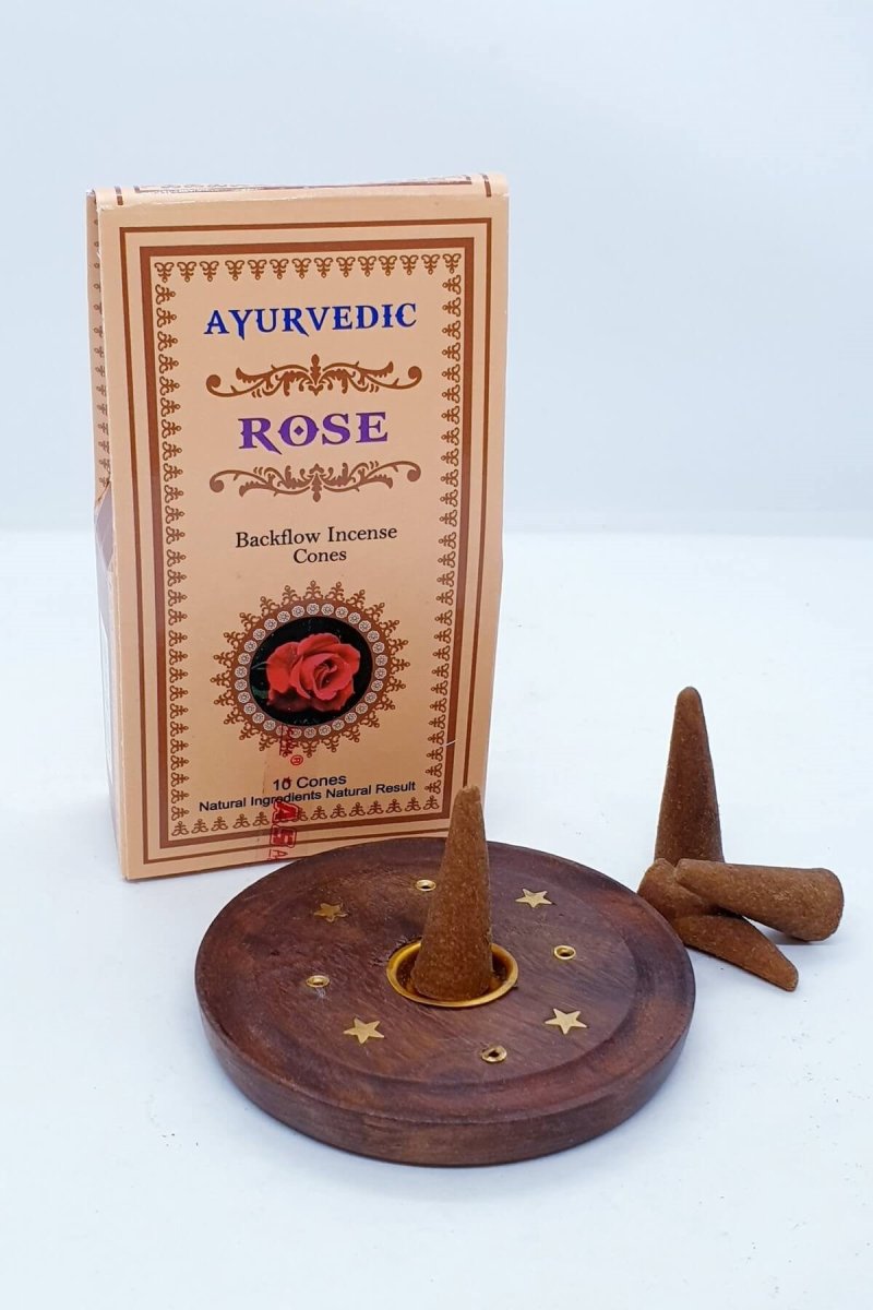 6aa08263606fa_1788904035.jpg Geri dönüşlü Ayurvedic Rose Konik Tütsü - Görsel 1