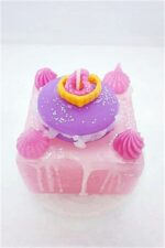 Mor Makaronlu Pembe Kremalı Kare pasta Çılgın Mumu