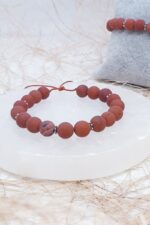 Mat Red Jasper Doğal Taş Bileklik