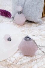 Pembe Kuvars Parfüm Şişe Otantik Kolye - Görsel 2