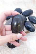 Tamburlanmış Sabun Şeklinde Gold Sheen Obsidyen - Görsel 4