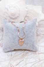 Elegant Gümüş Pembe Kuvars Nazarlık Kolye - Görsel 3
