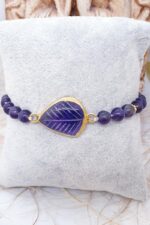 Yaprak Desenli Ametist Butik Bileklik