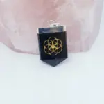 Shungite Doğal Taş Yaşam Çiçeği Sembollü Kolye Ucu