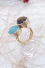 Kaplan Turkuaz Doğal Taşlı Yüzük - Görsel 4