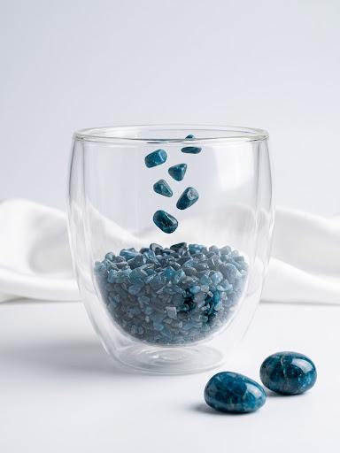 6ae0a16f35ccc_1793106287.jpg MAVİ APATİT DOĞAL TAŞ BARDAK 300ML - Görsel 1